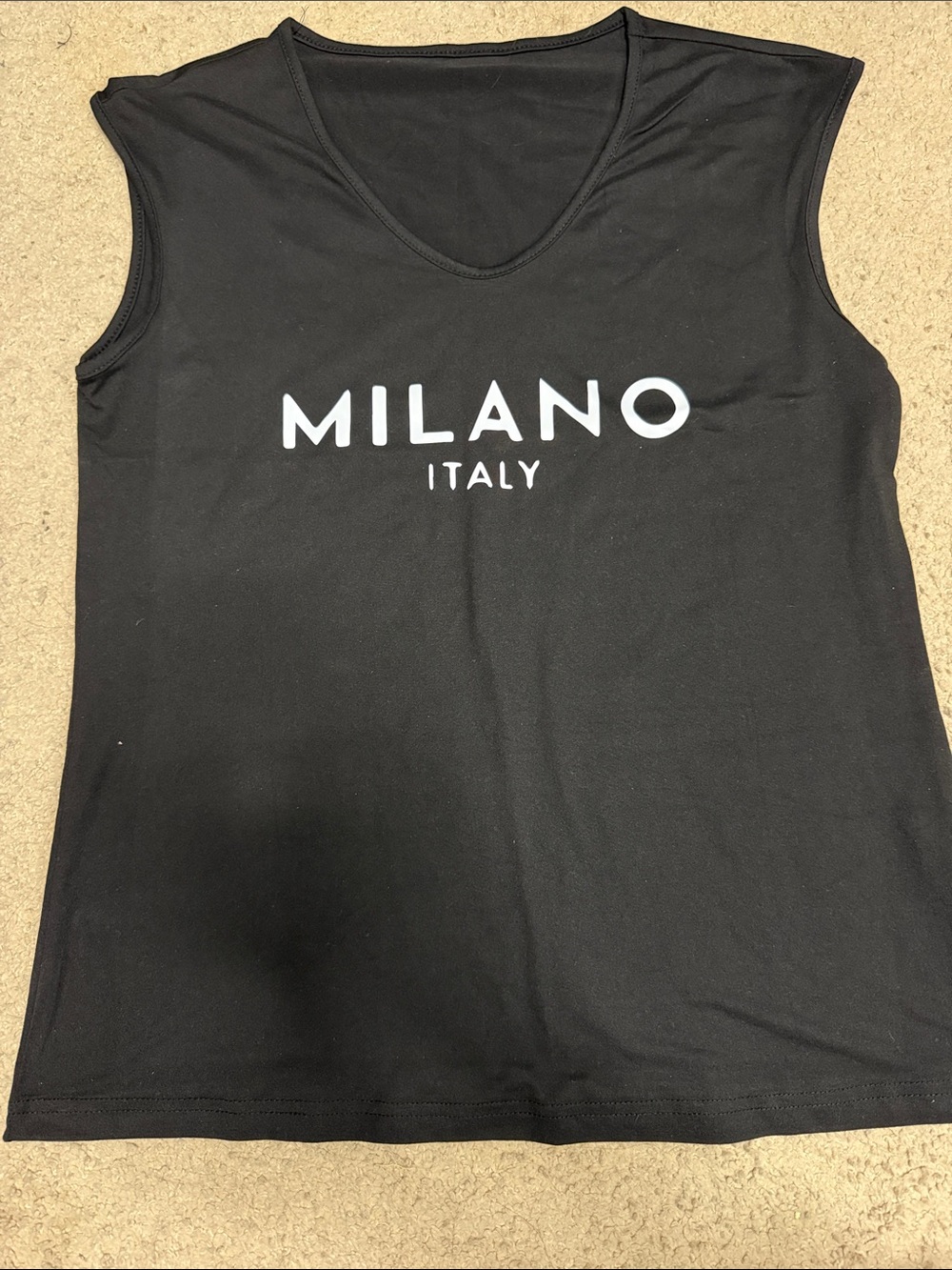 Milano Italy Black Graphic Sleeveless Tank